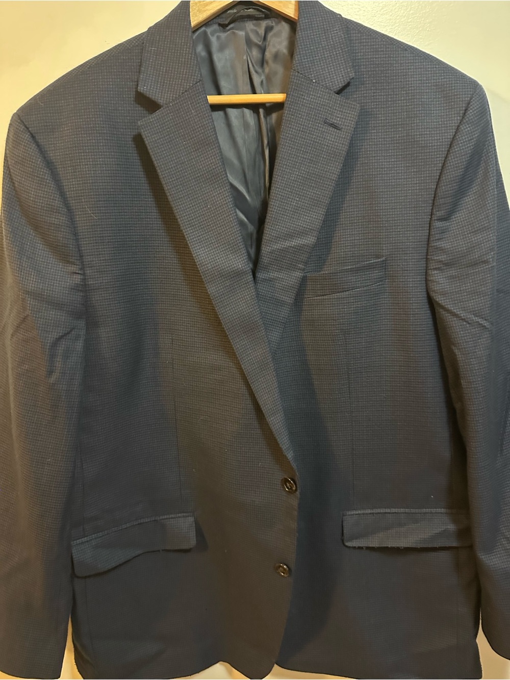 Ralph Lauren Mens Navy Blue Textured Blazer - Classic Two-Button